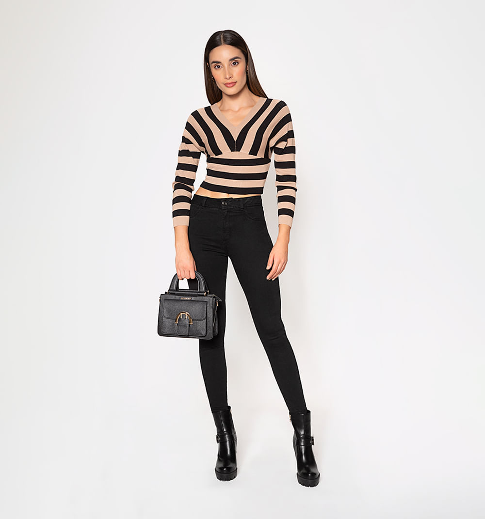 Jean frida cropped tiro alto sin bolsill