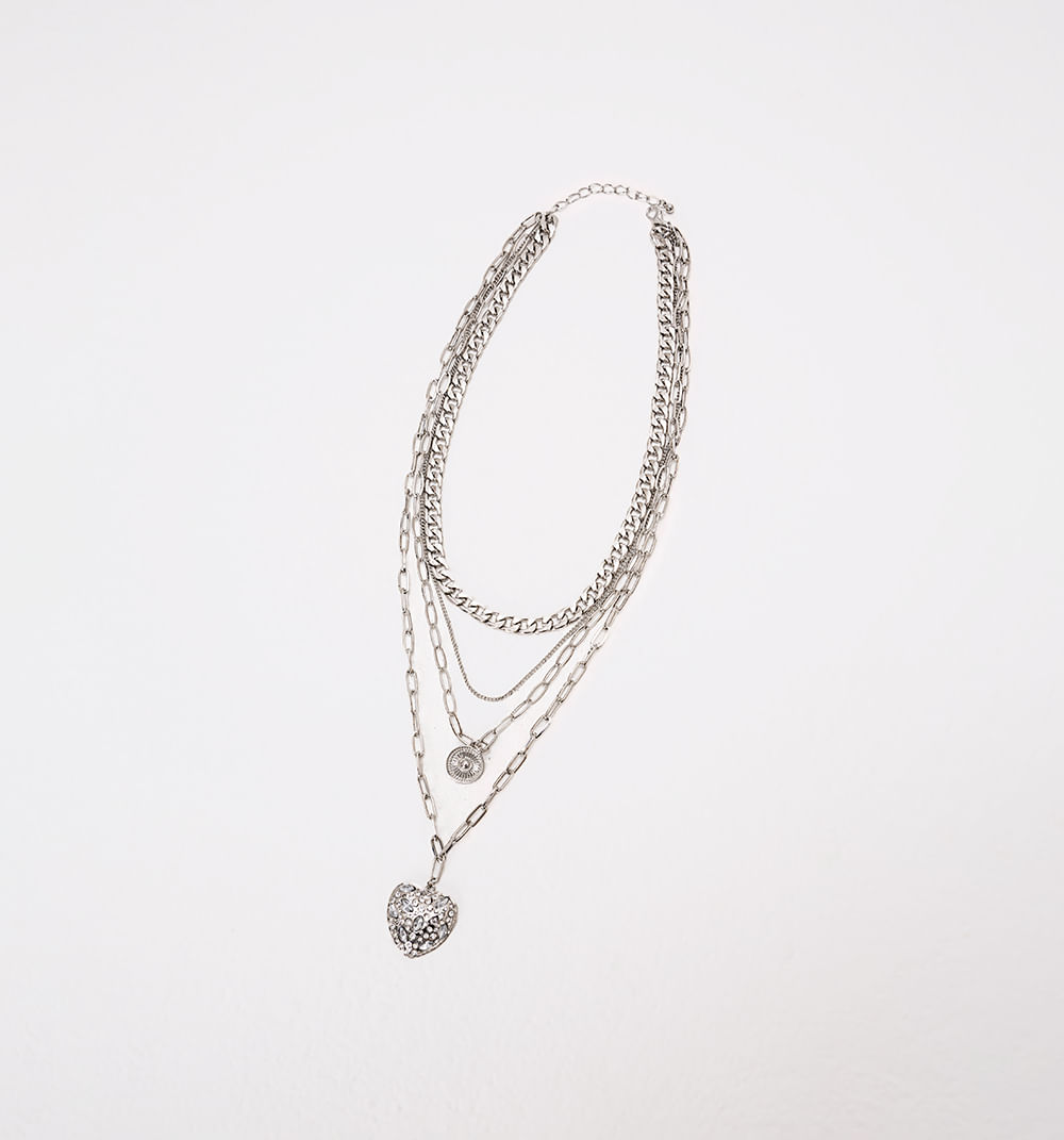 Set collares con dije corazon brillos