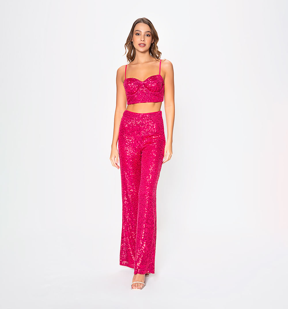 Crop tipo bustier en lentejuela