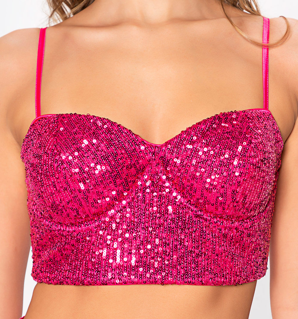 Crop Tipo Bustier En Lentejuela Crop Tipo Bustier En Lentejuela