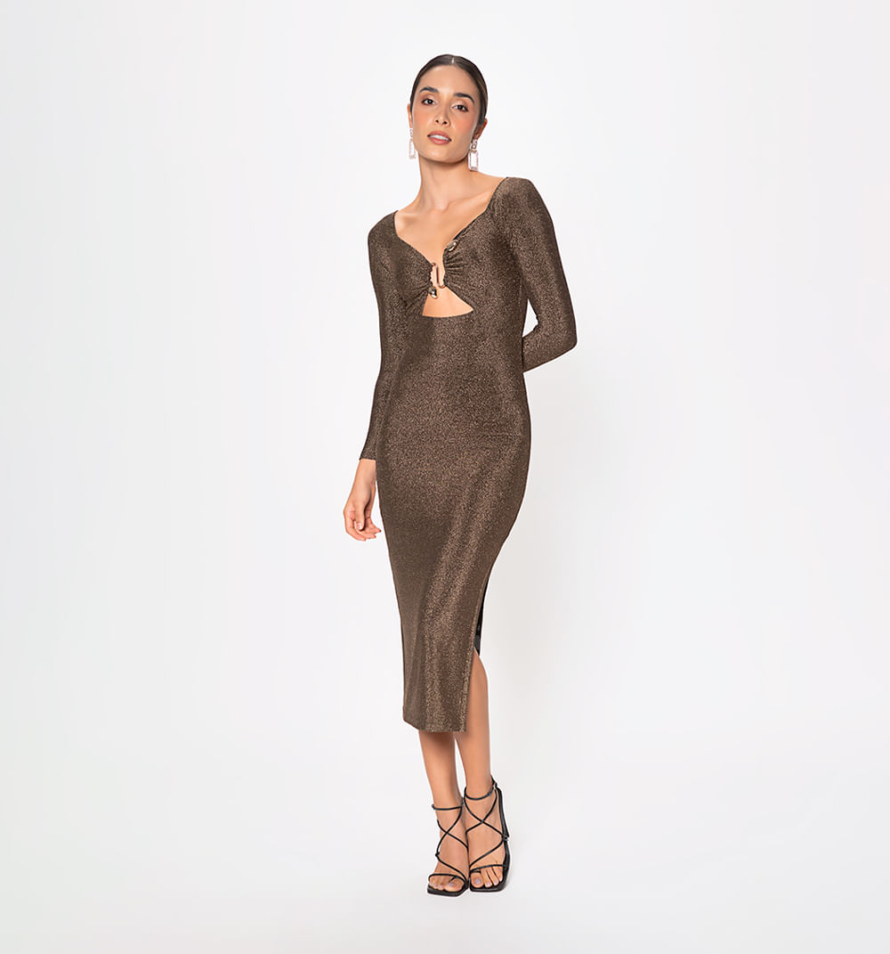Vestido midi manga larga