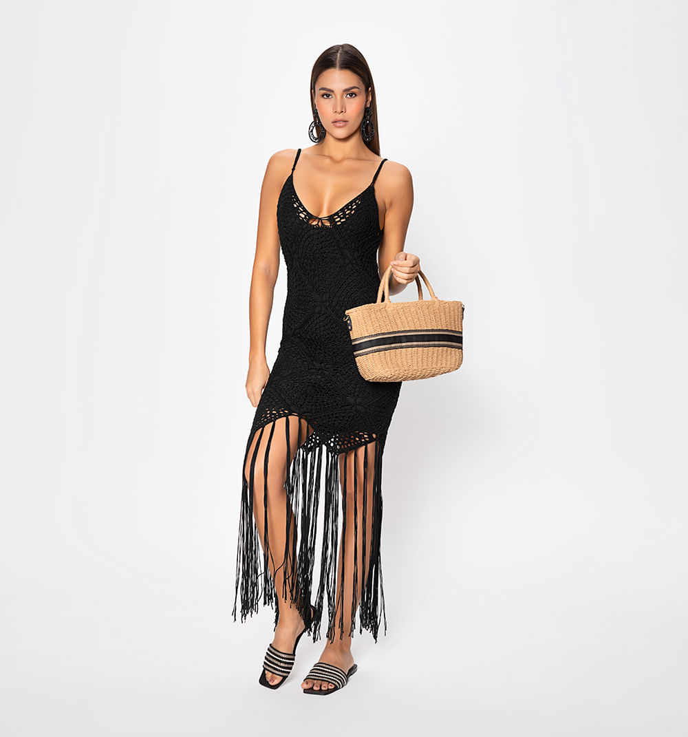 Vestido crochet con flecos