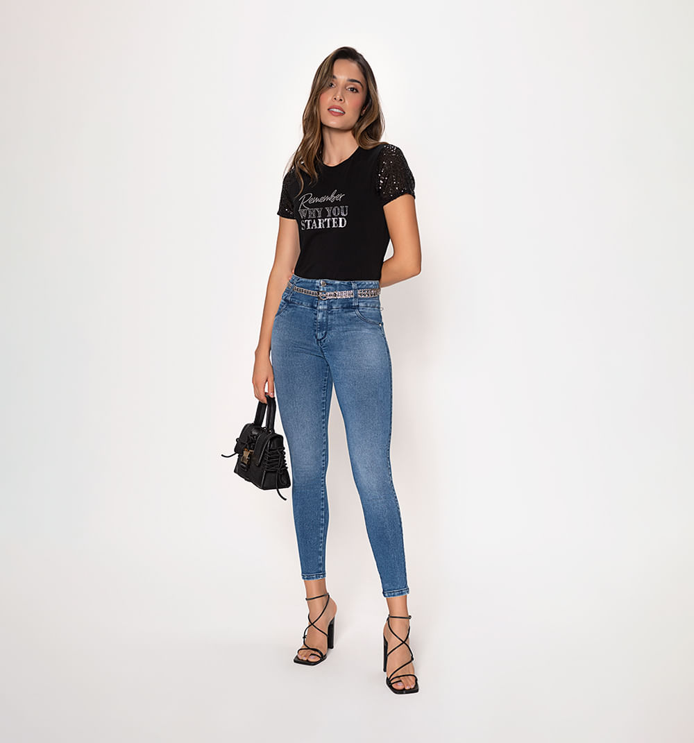 Jeggins tiro alto, levanta cola, pretina