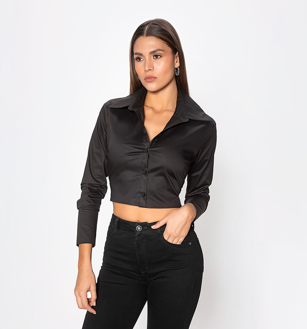 Blusa   manga larga tiras espalda