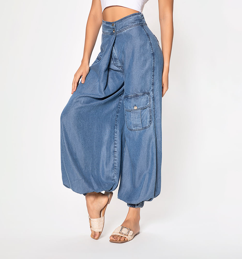 Jeans  con amarre en frente bolsillos el