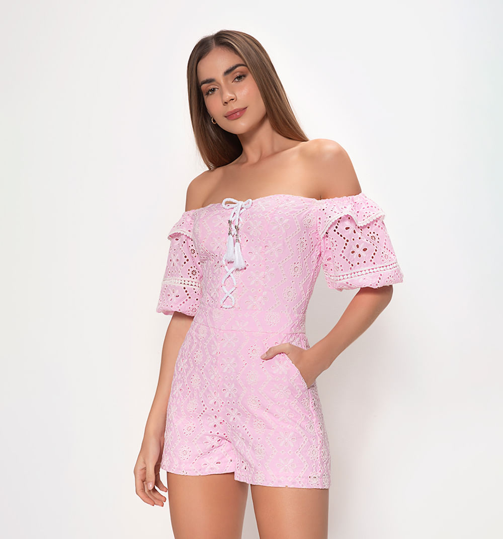 Enterizo short con tiras cruzadas y homb