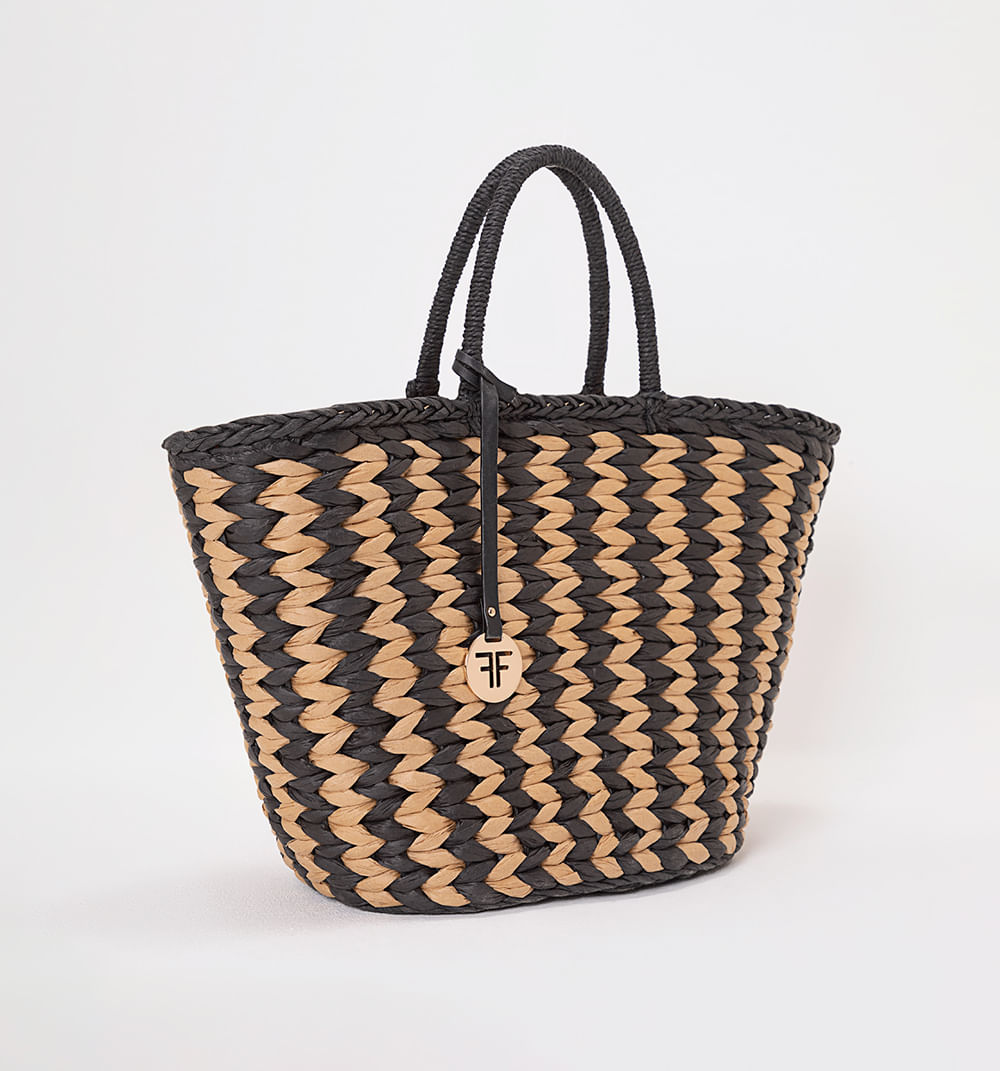 Bolso canasto bi color con llavero ff