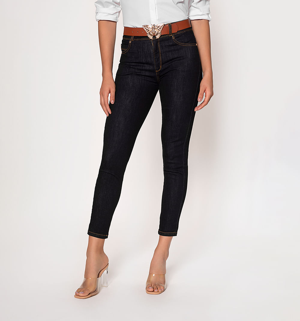 Jean skinny tiro alto, cinco bolsillos,
