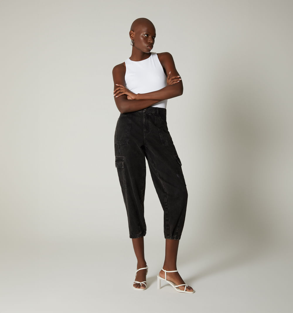 Jogger tiro alto alto, bolsillos utilita