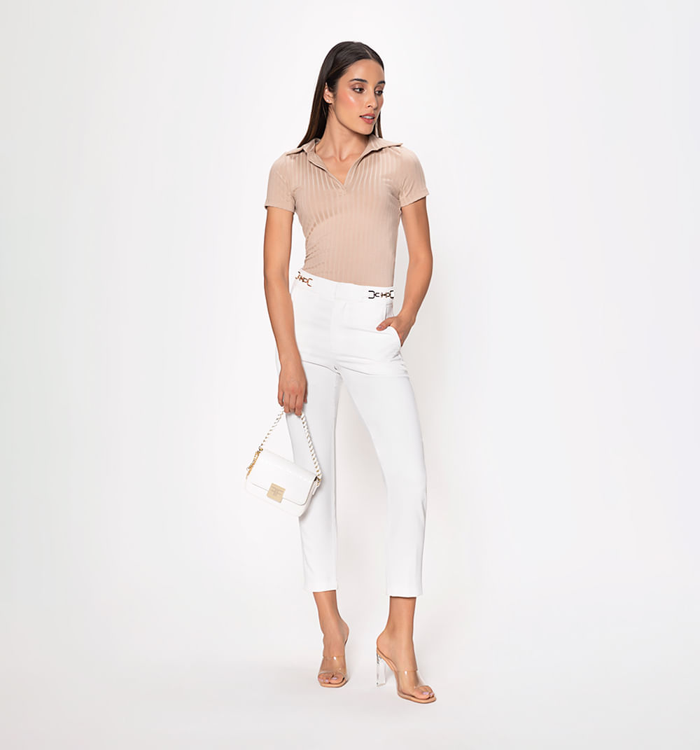 Pantalon pitillo con abertura herraje en