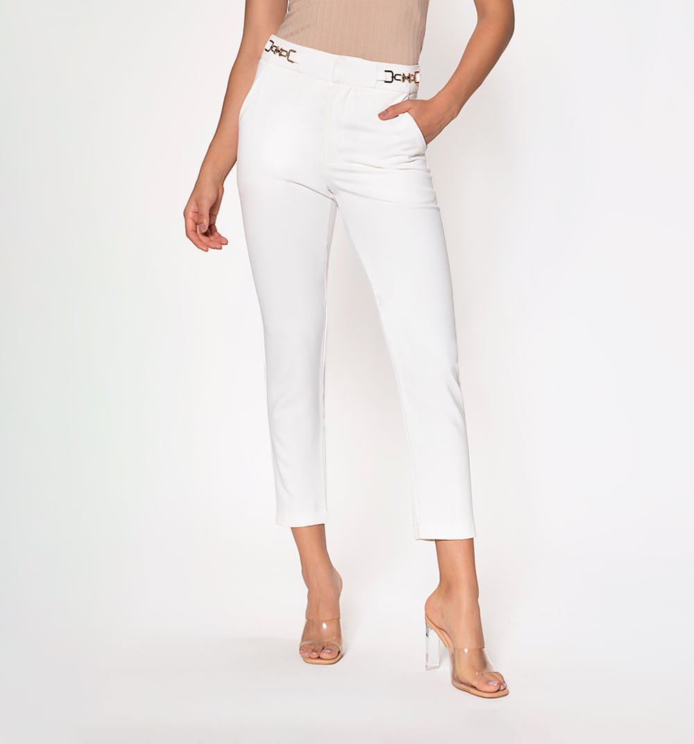 Pantalon pitillo con abertura herraje en