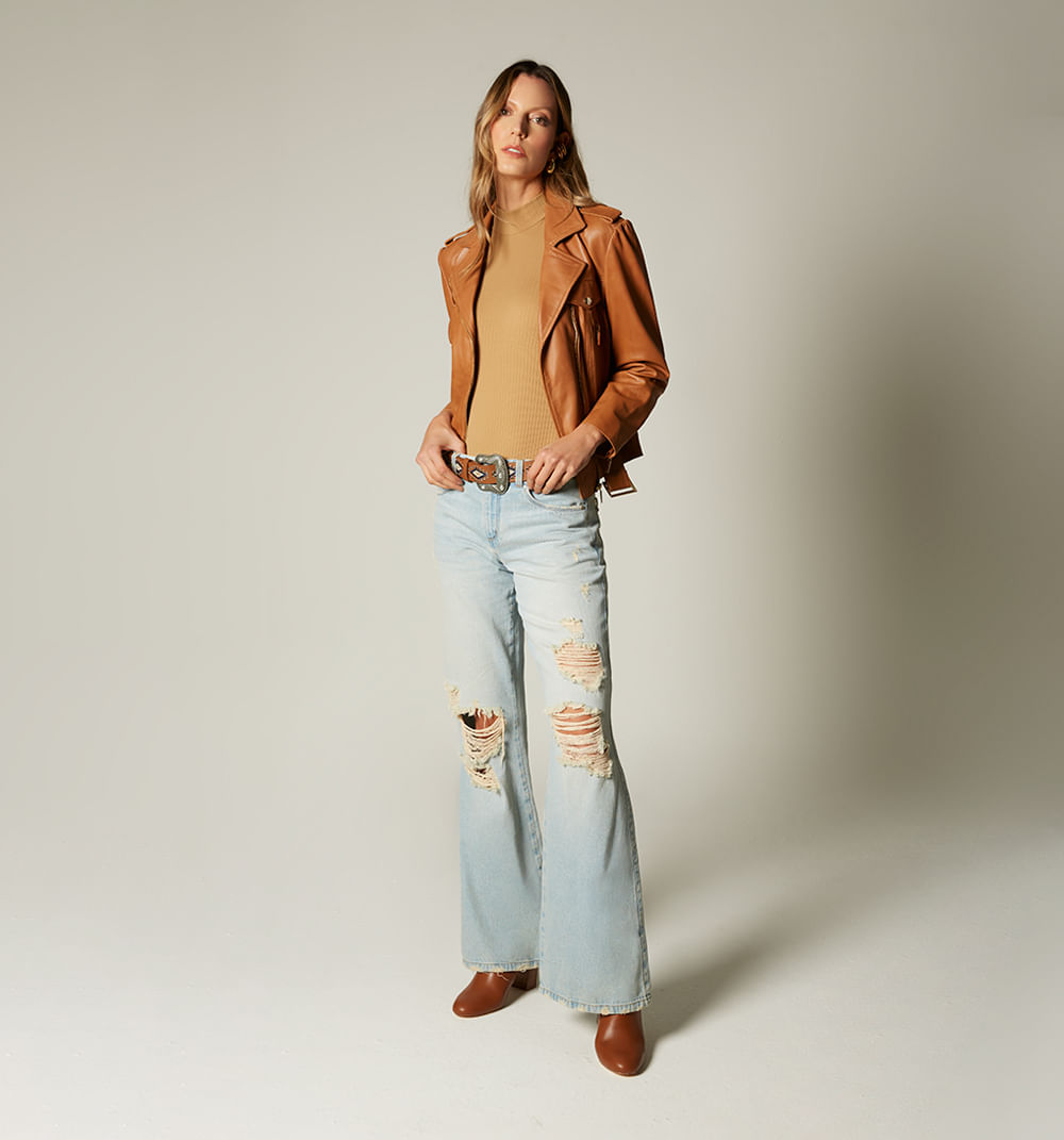 Jean bota campana tiro medio, cinco bols