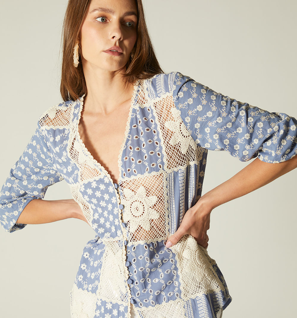 Blusa de amarrar manga 3/4