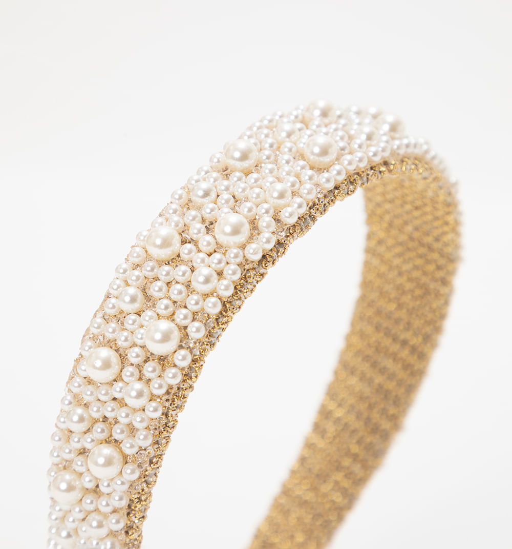 Diadema  con perlas y lurex