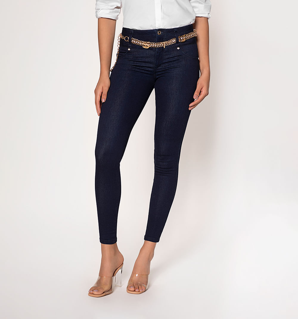 Jeans ultraslim tiro medio,levanta cola,