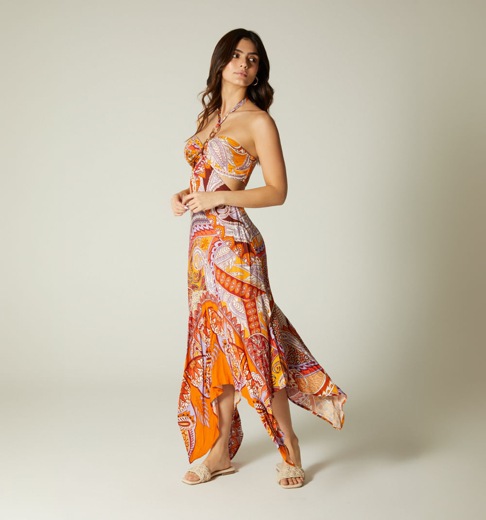 Vestido midi con tira de amarre