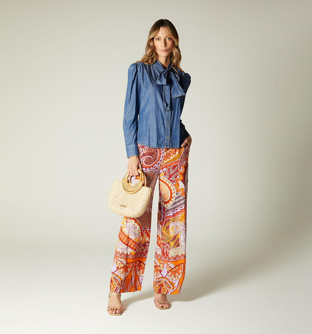 Pantalon tiro alto palazo