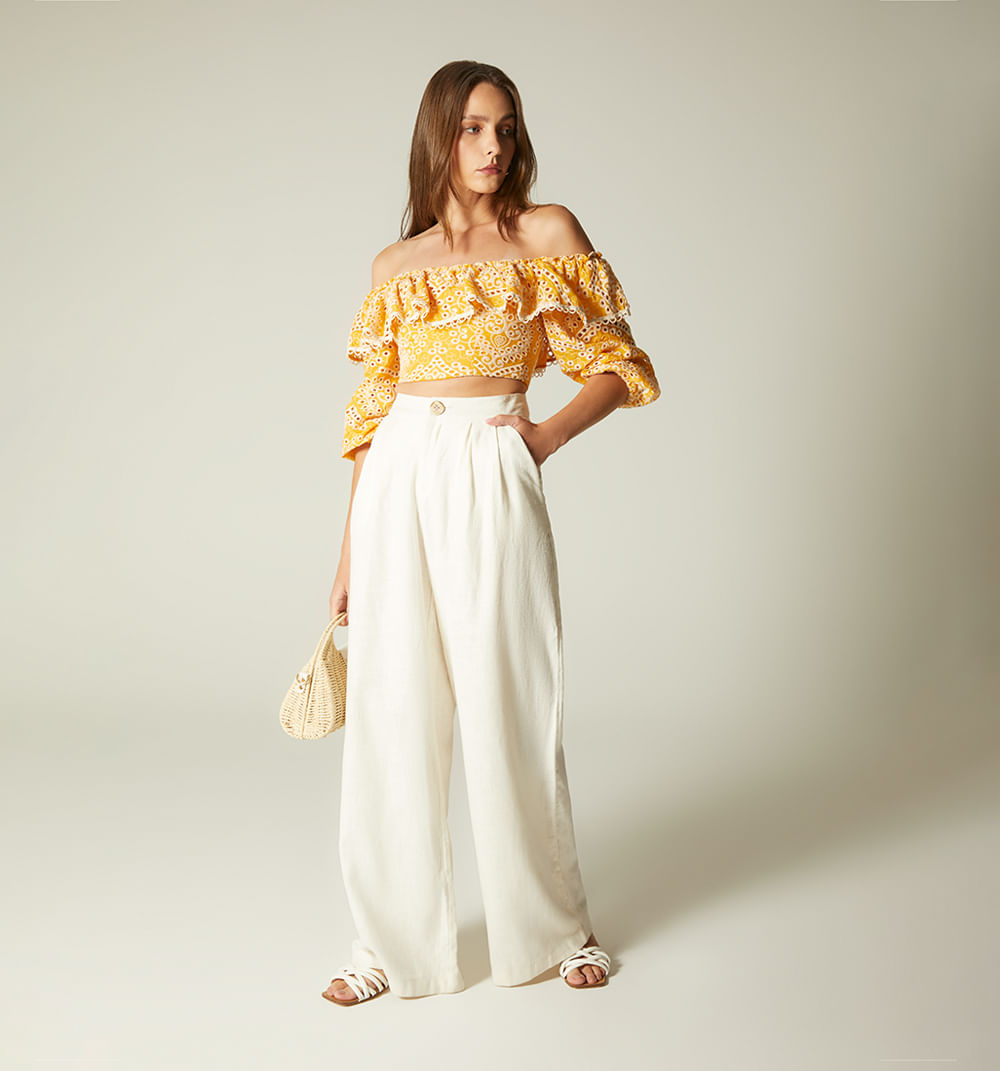 Pantalon palazo con prenses