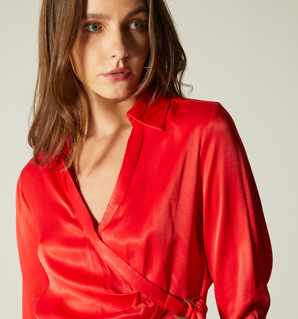 Blusa  manga larga frente cruzado