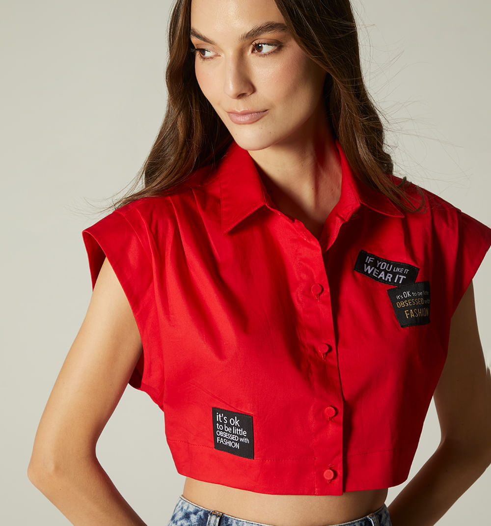 Blusa manga rodada con jareta marquillas