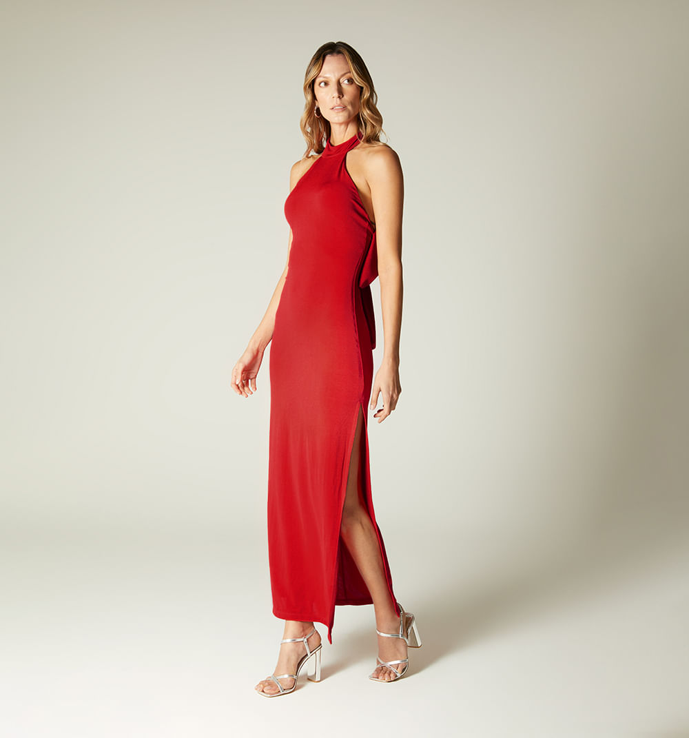 Vestido largo con moño grande