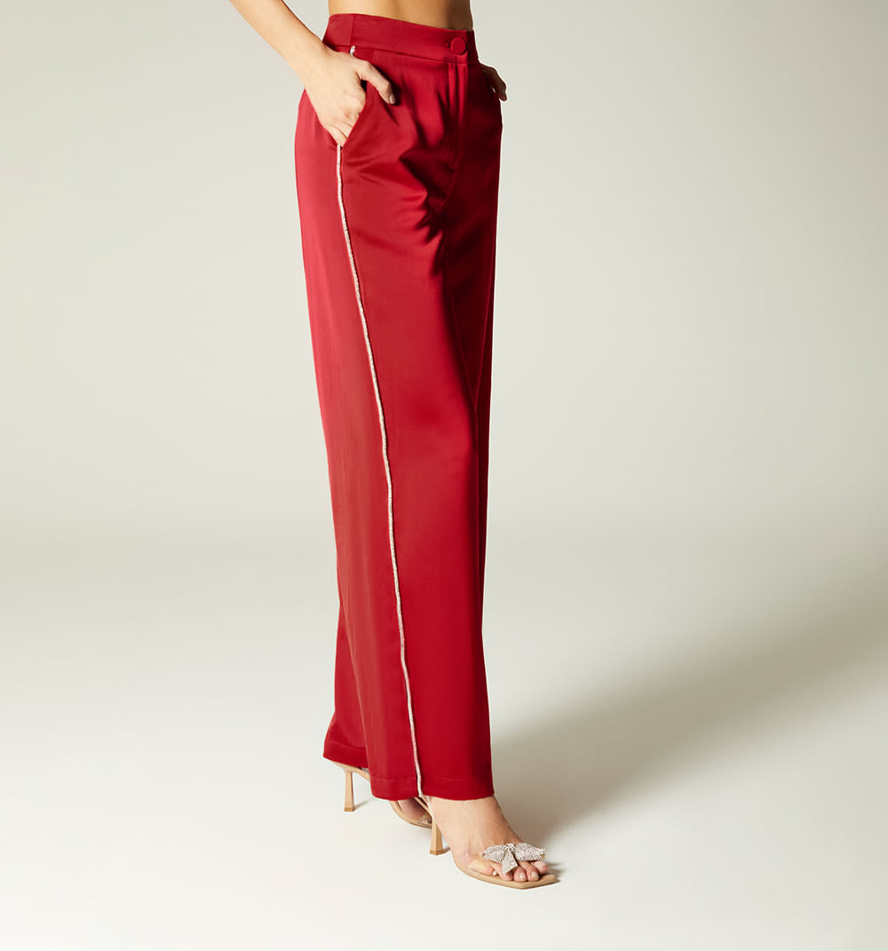 Pantalon palazo tiro alto costado con br