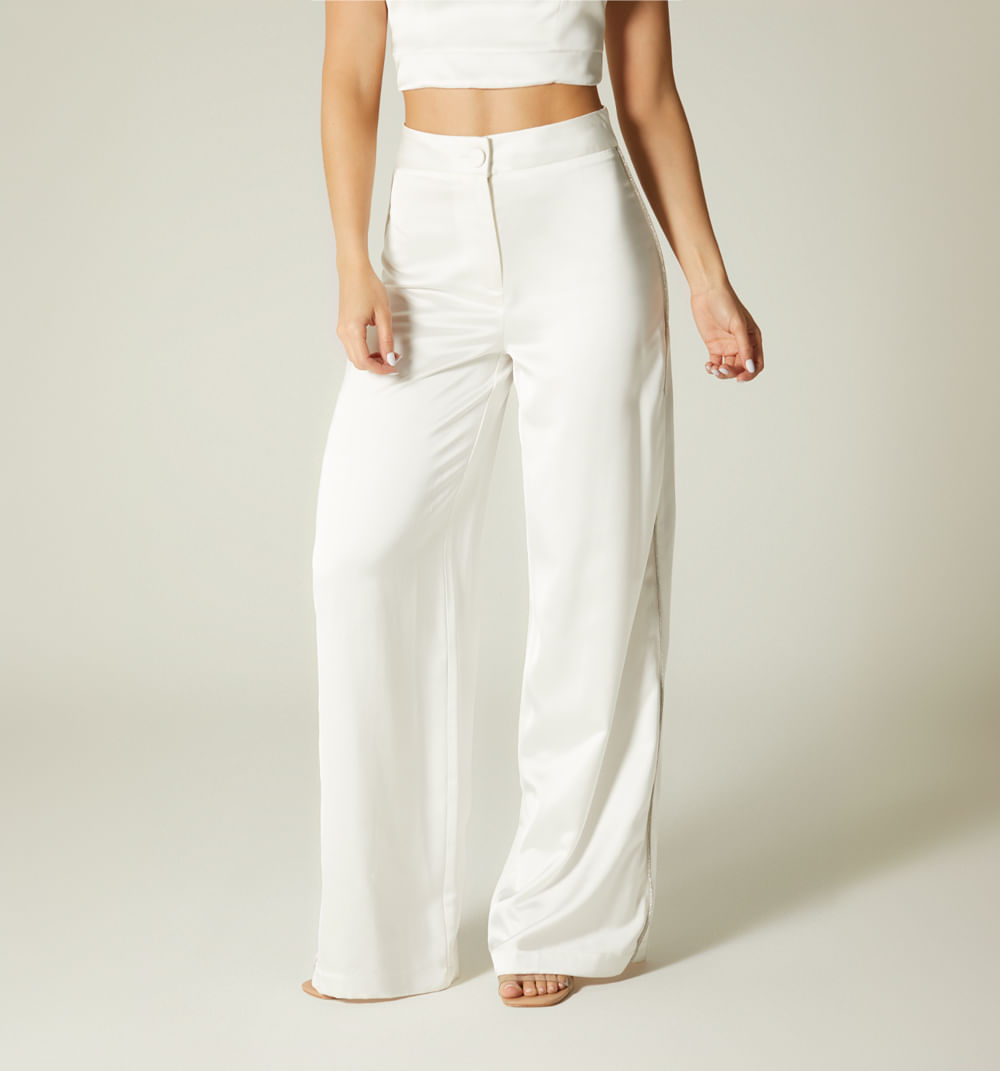 Pantalon palazo tiro alto costado con br