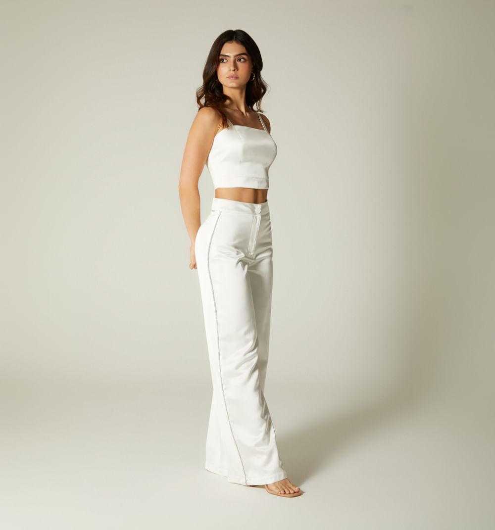 Pantalon palazo tiro alto costado con br