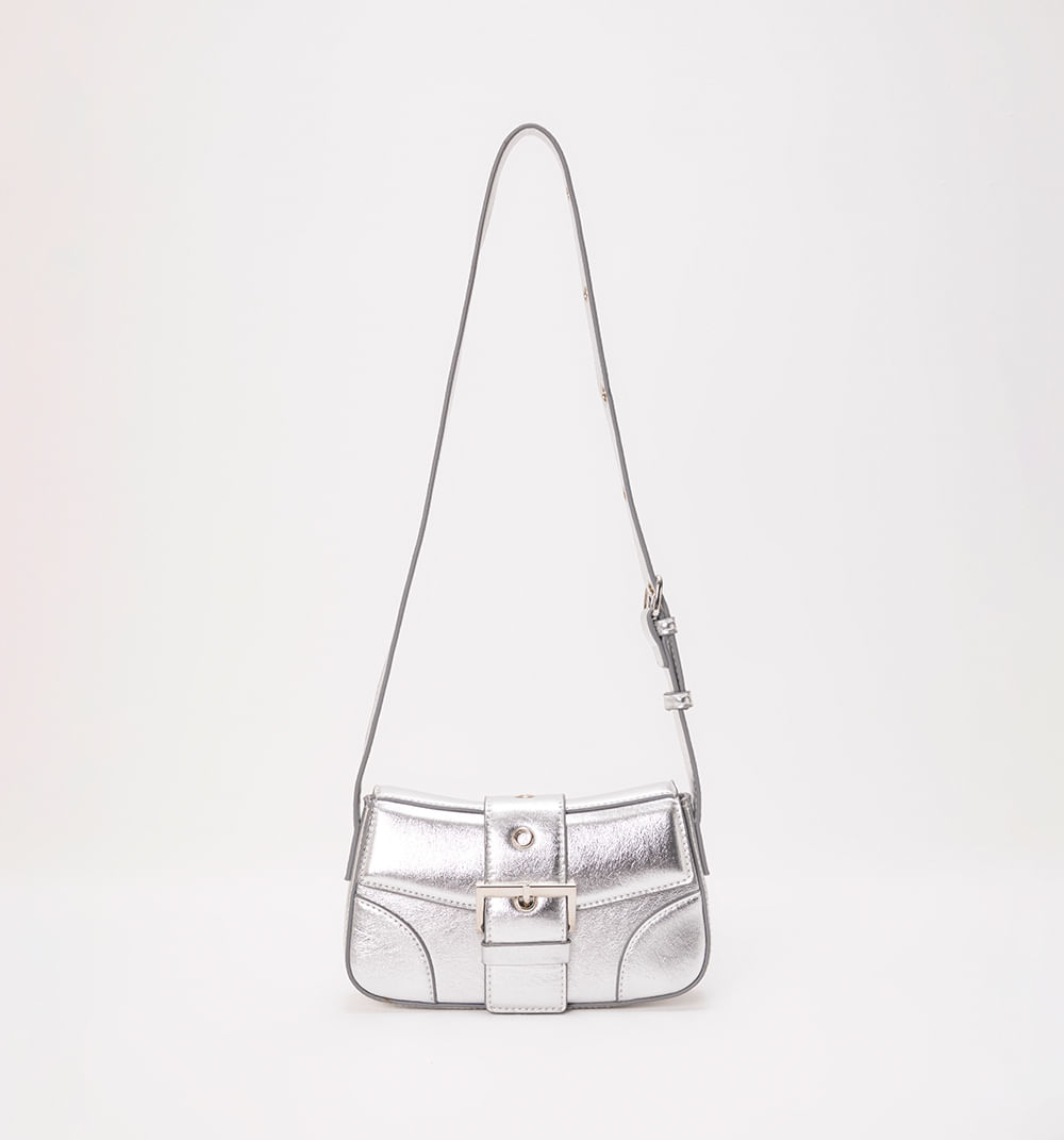 Bolso de hombro metalizado con  detalle