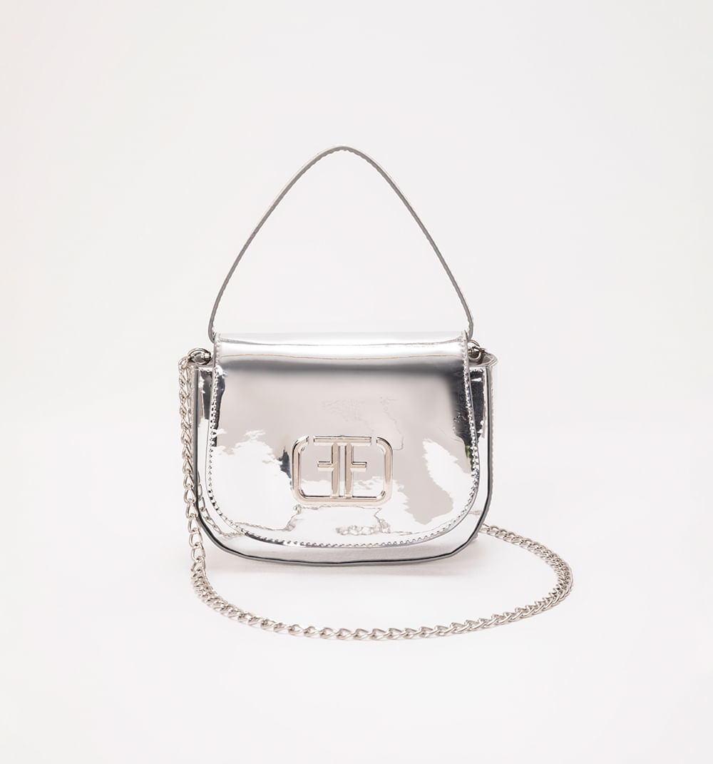 Bolso  demano metalizado con logo  ff