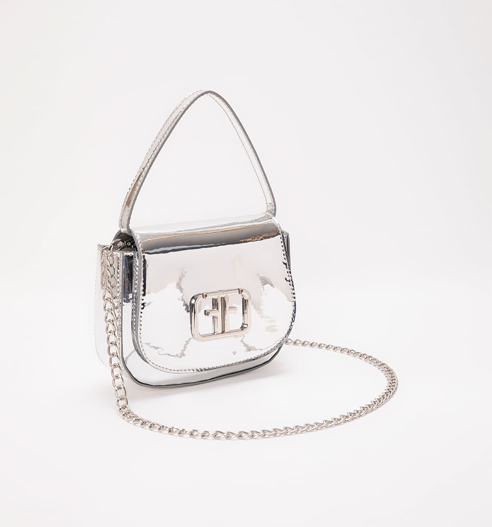 Bolso  demano metalizado con logo  ff
