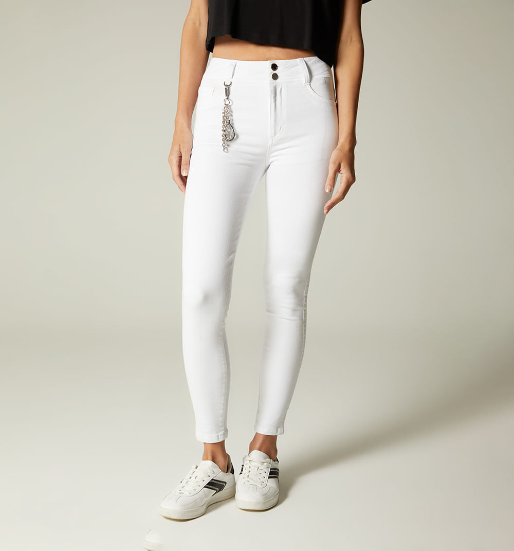 Jean ultraslim, tiro alto, cinco bolsill