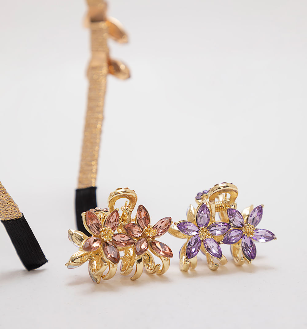 Set diadema y ganchos con cristales