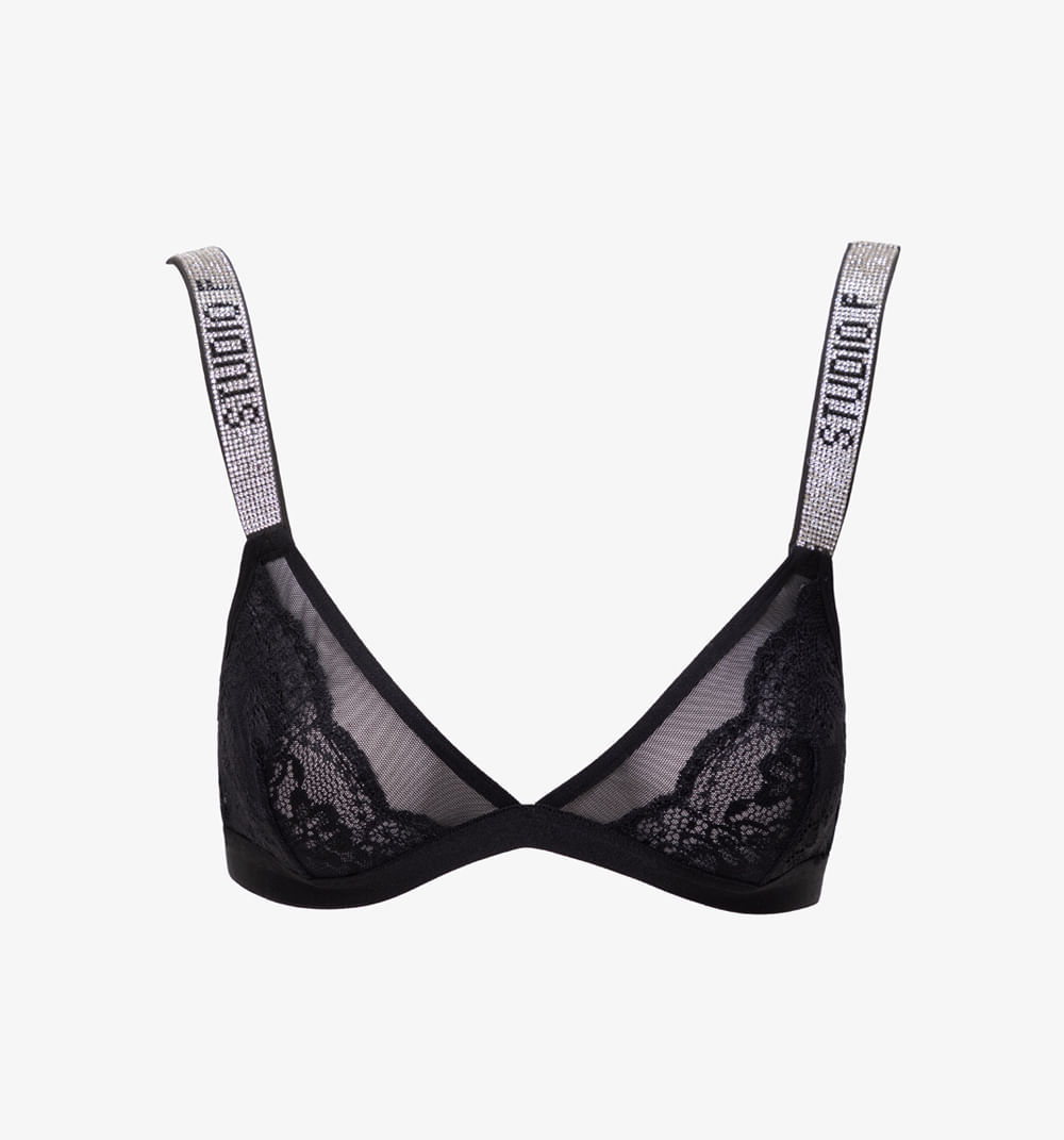Bralete encaje detalle tira logo hotfix