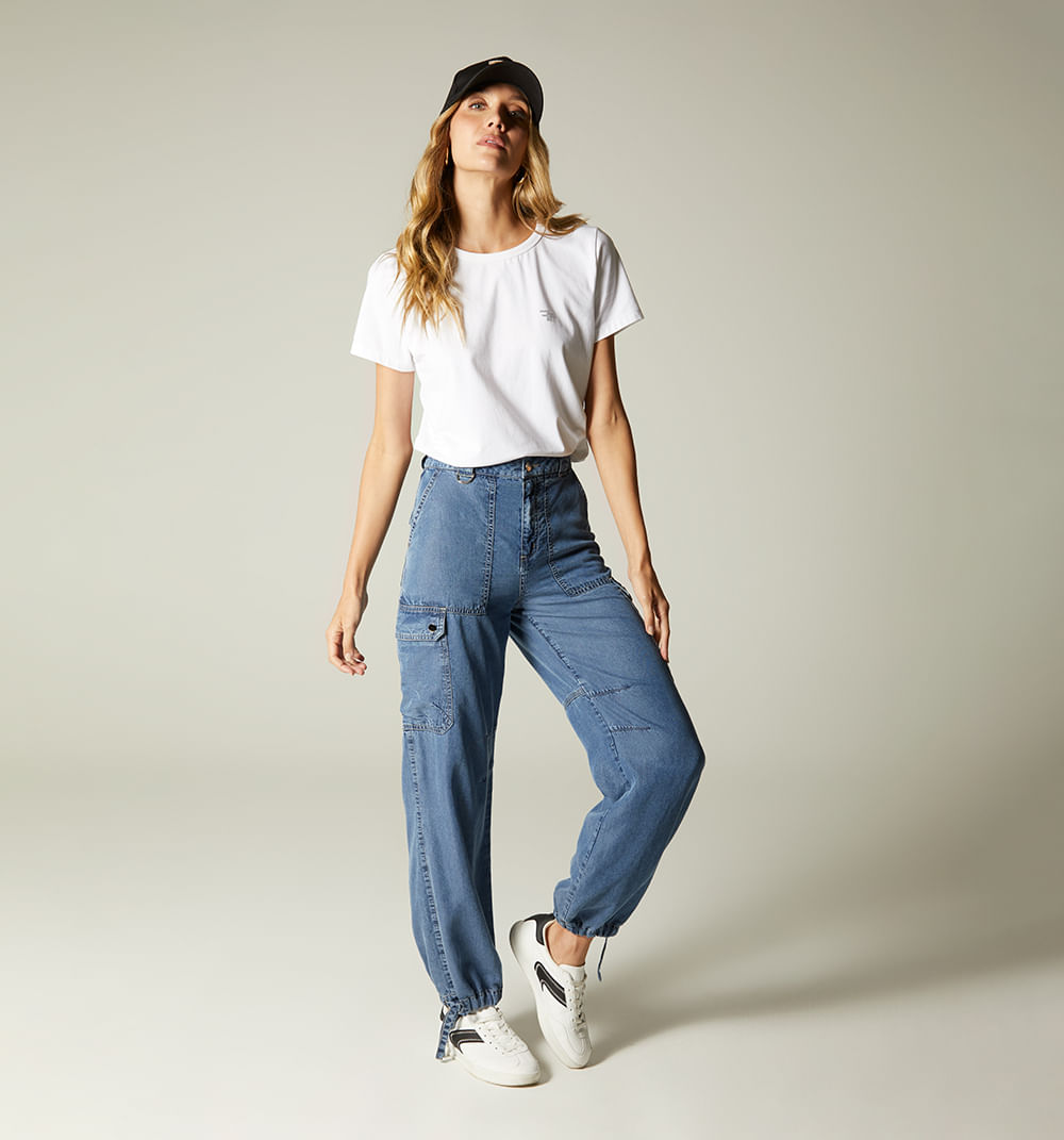 Jean, tipo jogger, cargo con jareta en b