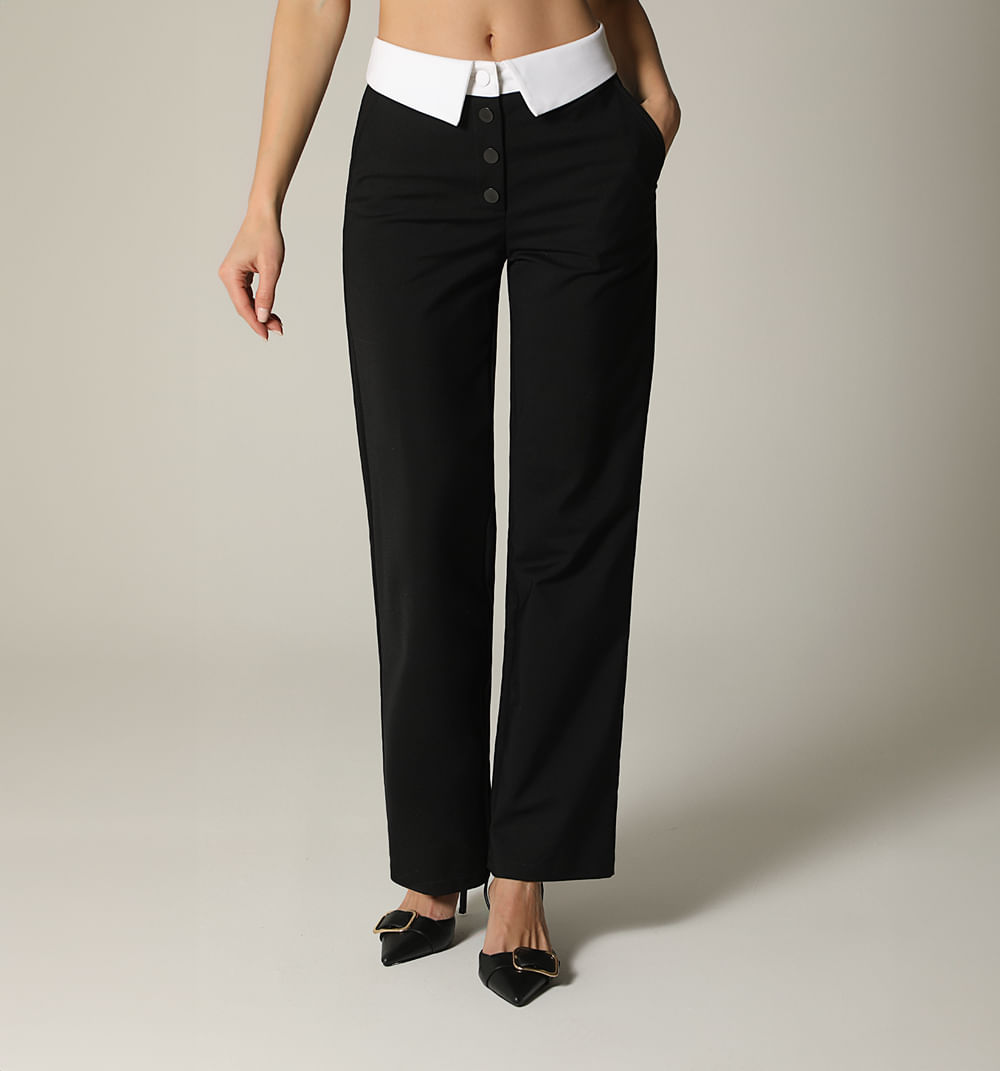 Pantalon tiro alto con  pretina combinad