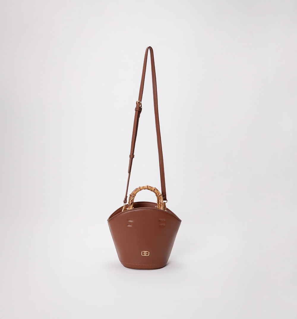 Bolso de mano con asa de aspecto bambu