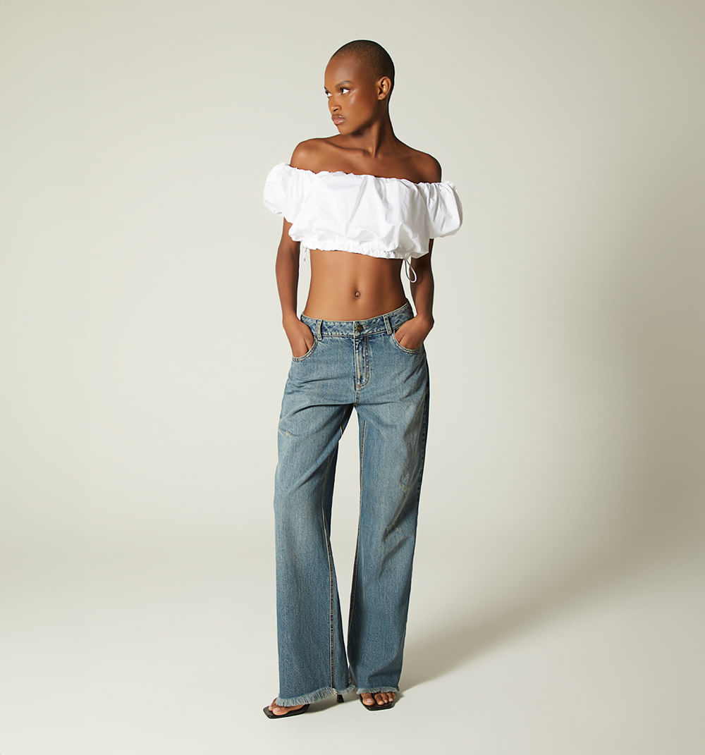 Blusa bandeja globo manga corta