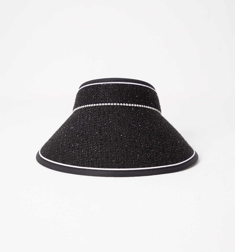 Sombrero tipo visera con lurex y cadena