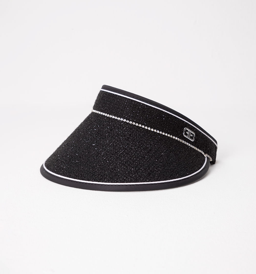 Sombrero tipo visera con lurex y cadena