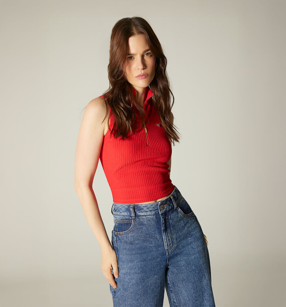 Blusa manga sisa cuello alto