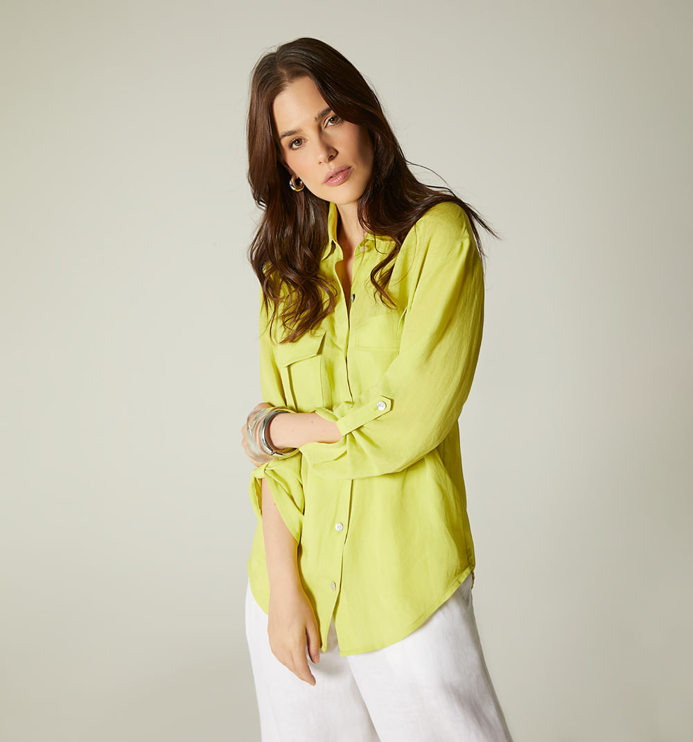 Blusa manga larga  con bolsillo