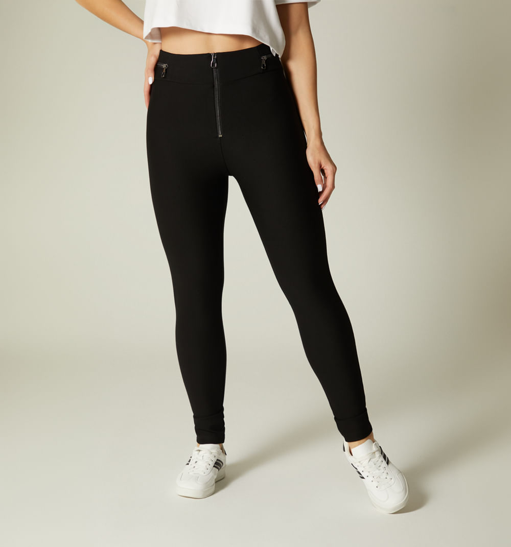 Leggins tiro alto pitillo con cremallera