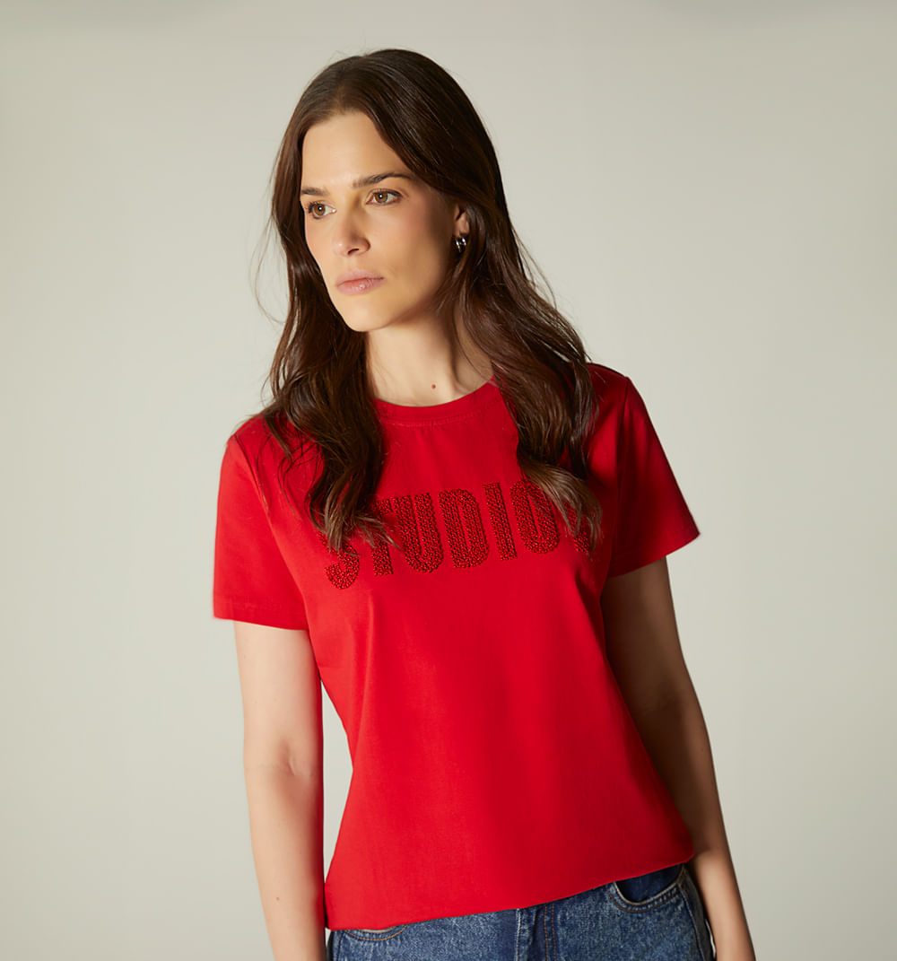 Camiseta logo studio f con lentejuela