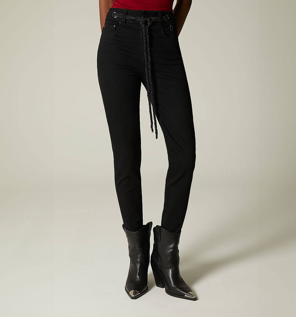 Jean skinny tiro alto ojaletes y cordon
