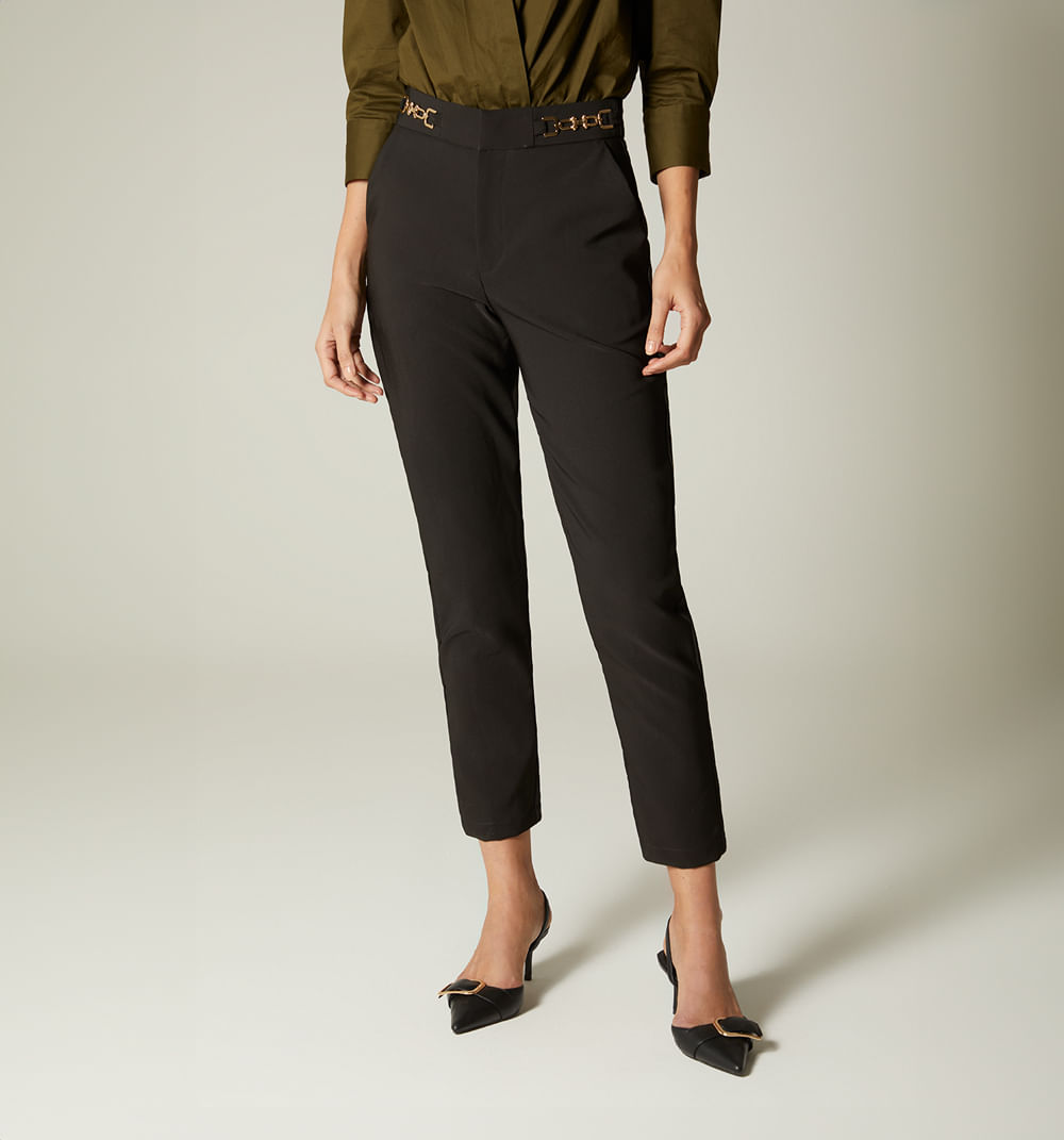 Pantalon pitillo con abertura herraje en