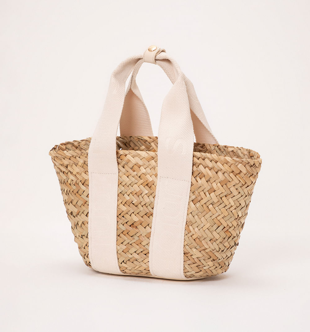 Bolso de mano tipo canasto con asa en lo