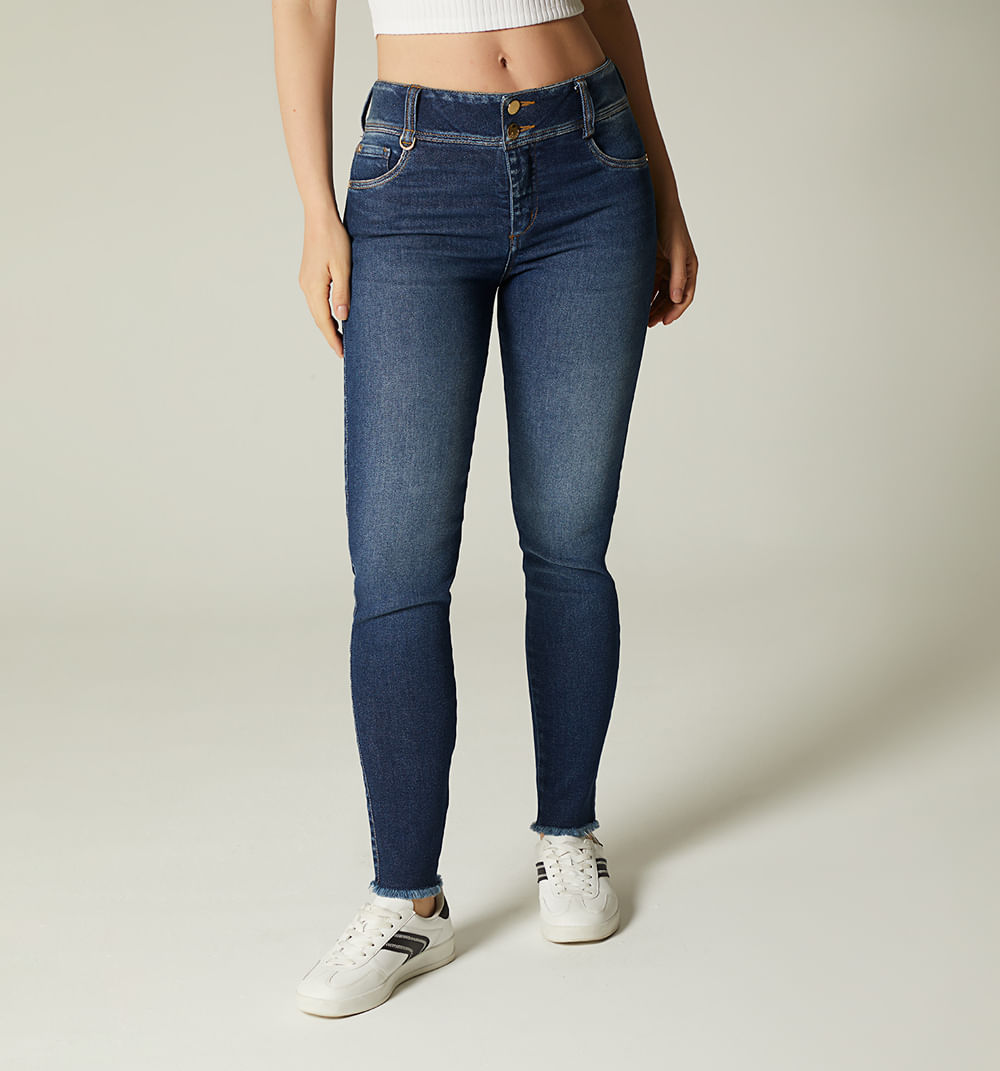 Jean  skinny tiro medio con borla para m