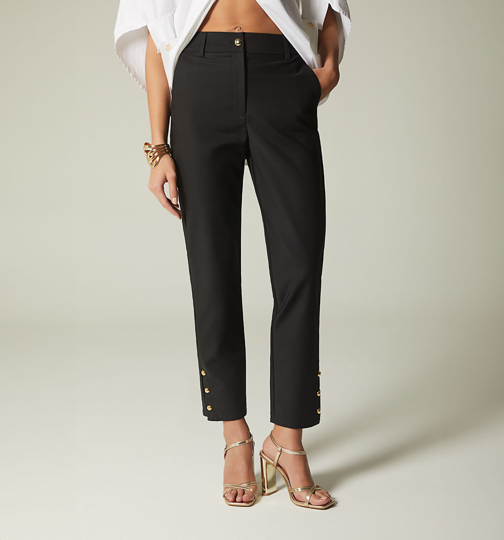 Pantalon tiro super alto con detalle en