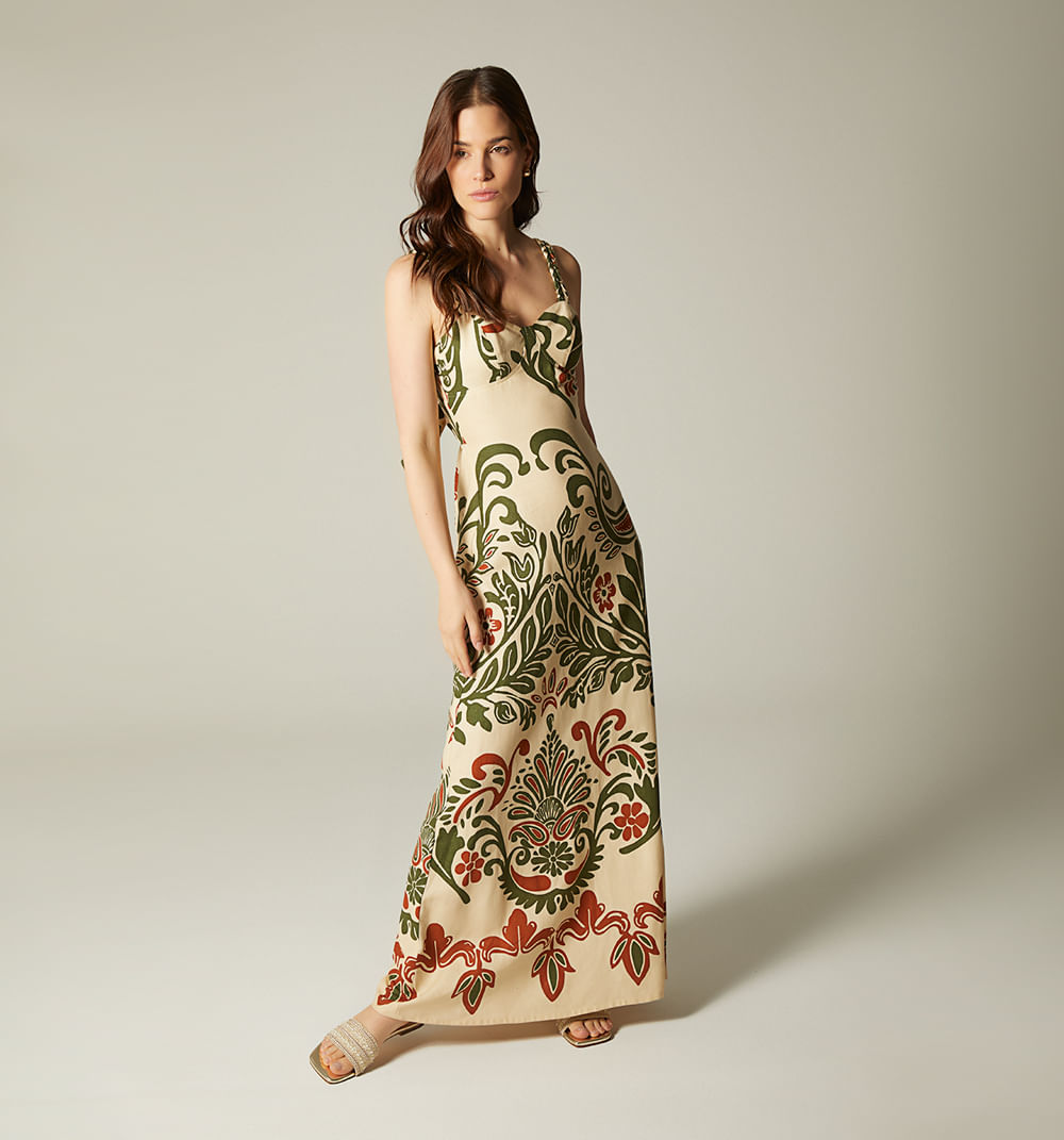 Vestido largo tiras trenzadas